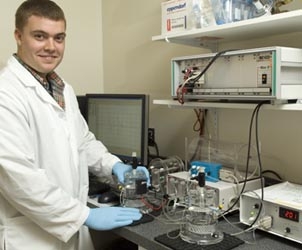 Student works at his lab.